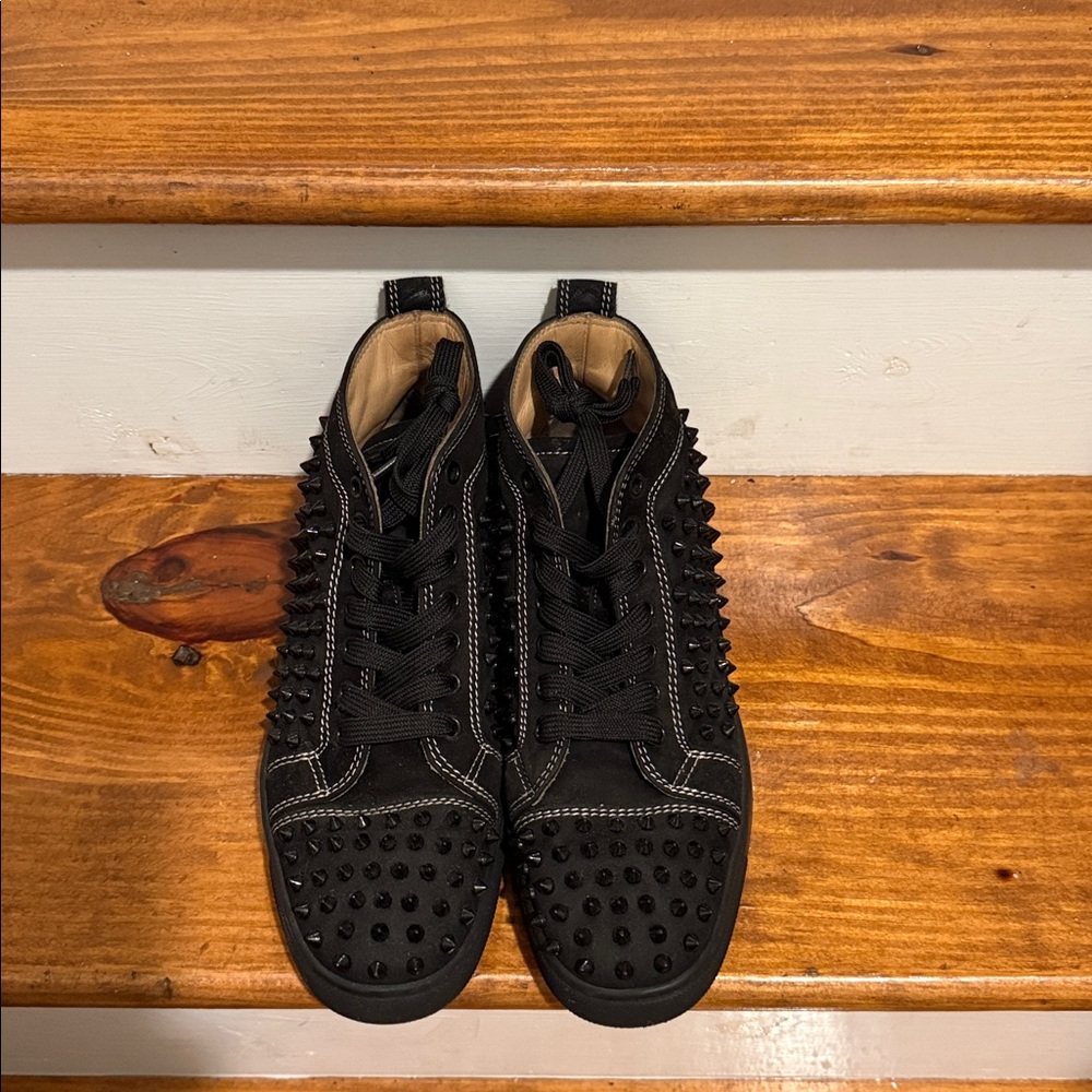 Christian Louboutin Black Studded High-Top Sneakers
